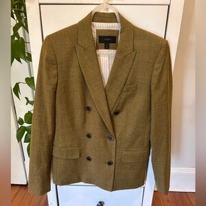 J. Crew women’s size 4 olive green double breasted wool blend blazer lined
